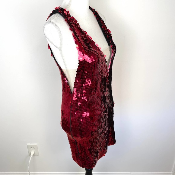 NBD Bexley Sequin Shift Dress In Raspberry Red Size XXS New - Picture 6 of 16